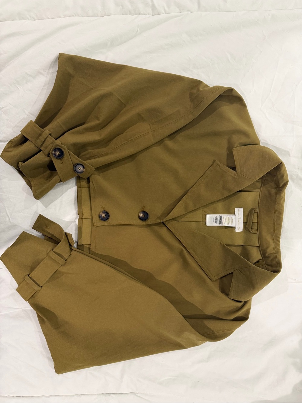 Olive Green Button-Front Cropped Jacket